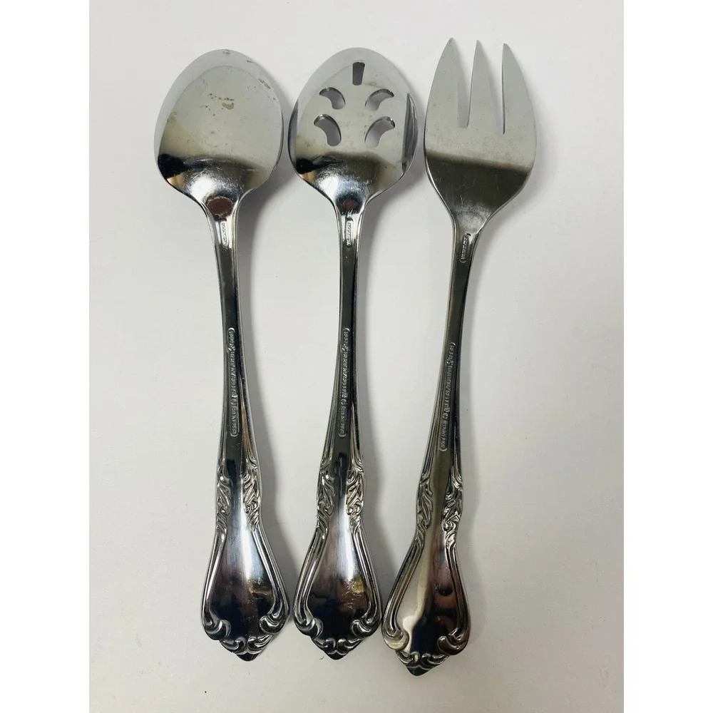 Belle Grove Reed & Barton Select Serving Set Stainless Flatware Spoons Meat Fork